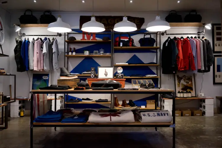 Interior of a retail shop with ambient lighting